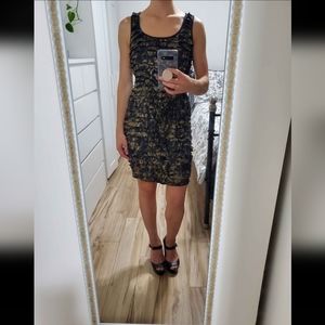 Suzy Shier Black and Gold Dress, Size Small